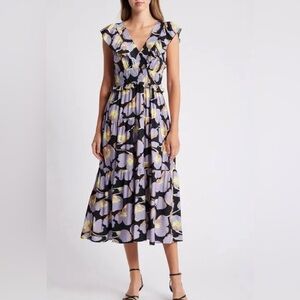 Purple and Yellow Floral Maxi Dress